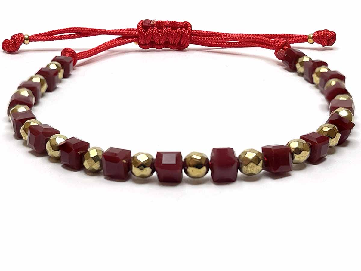 Red Crystal gold Hematite Handmade Bracelet