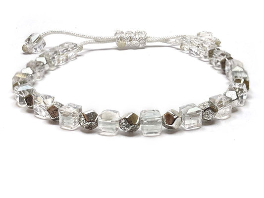 Clear Crystal silver Hematite Handmade Bracelet