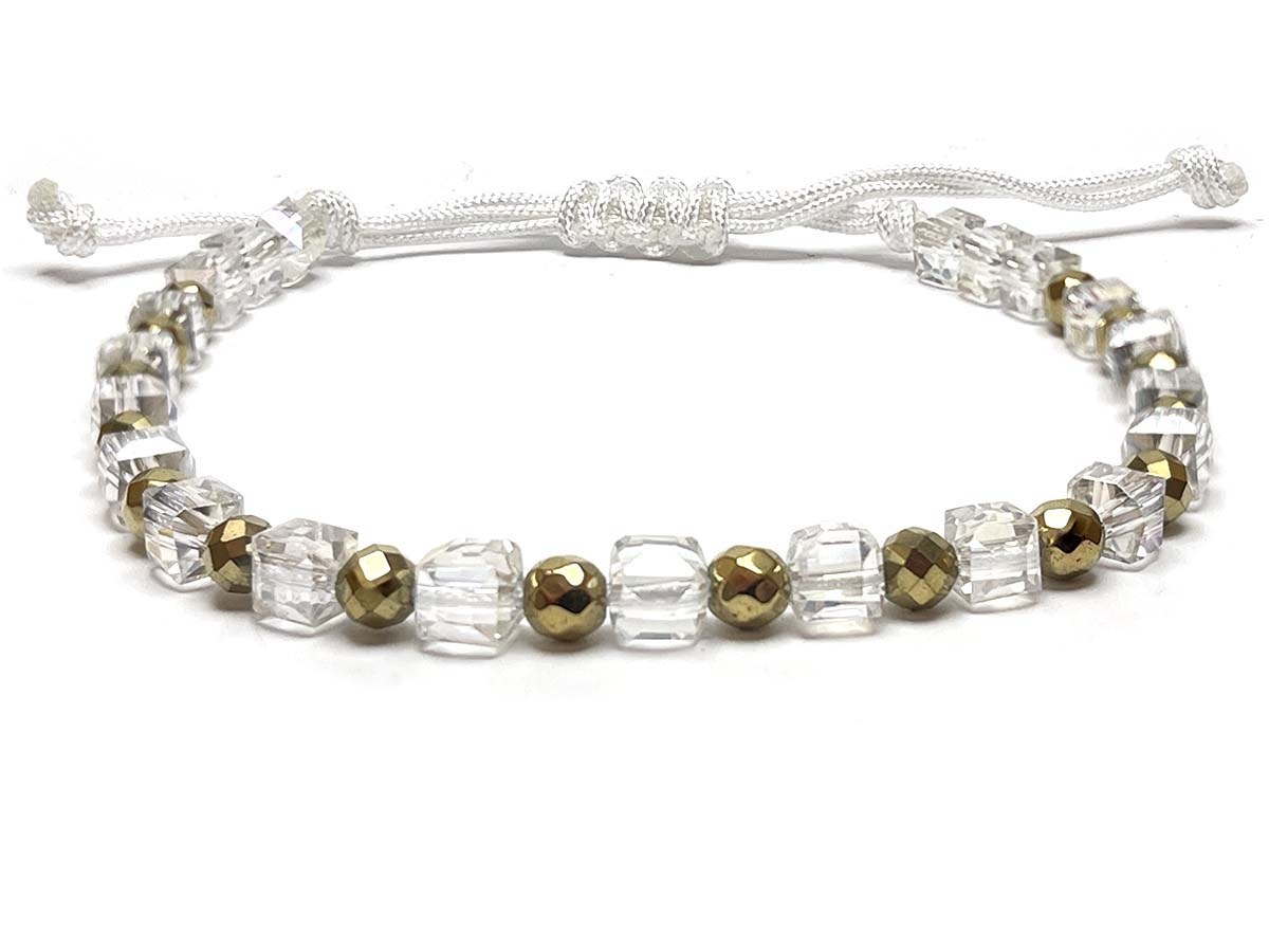 Clear Crystal Gold Hematite Handmade Bracelet