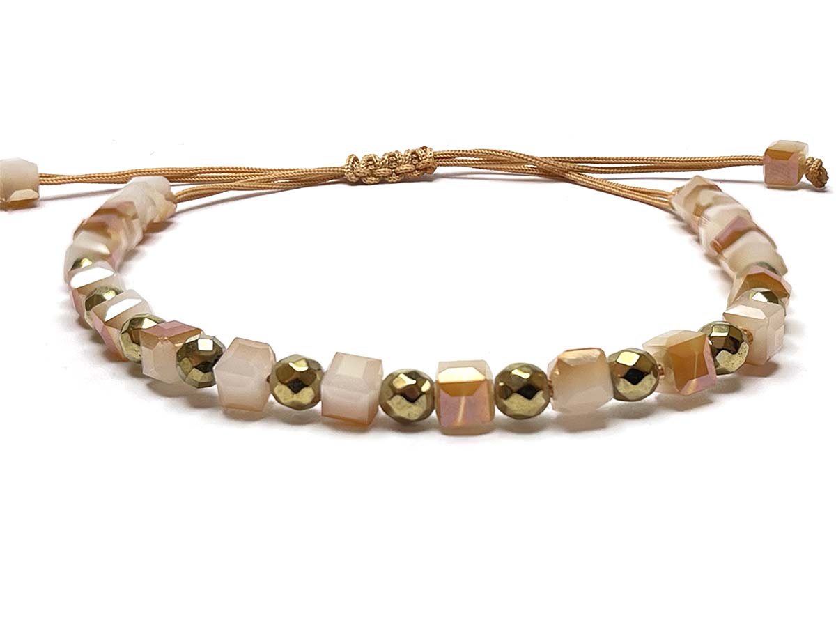 Sand Color Crystal Gold Hematite Handmade Bracelet