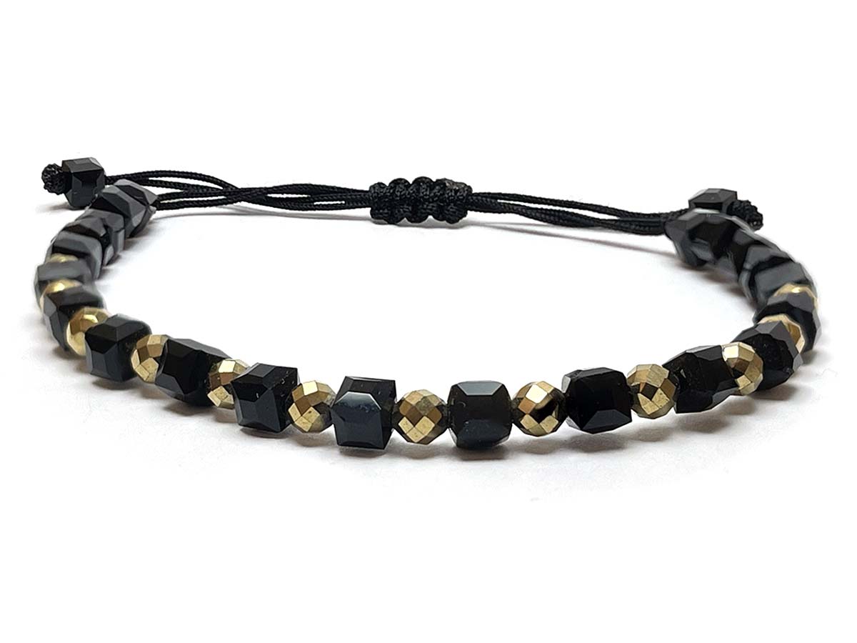Black Crystal Gold Hematite Handmade Bracelet