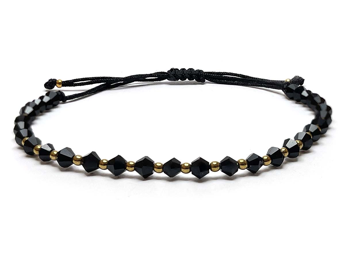 Black Crystal Gold Beads Hematite Handmade Bracelet