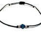 Small Blue Hematite Cross & Silver 2mm Beads Handmade Bracelet