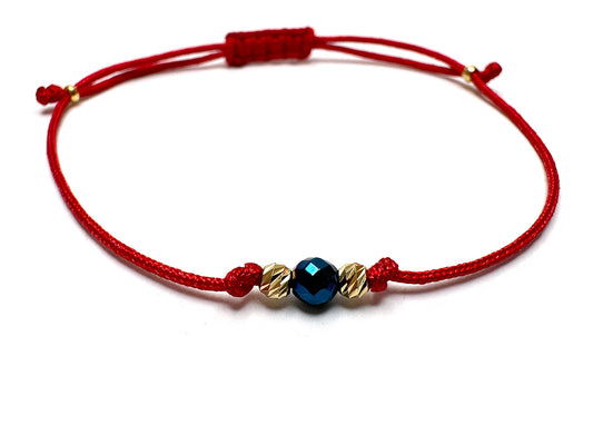 Blue Hematite & Gold 2mm Beads Handmade Bracelet