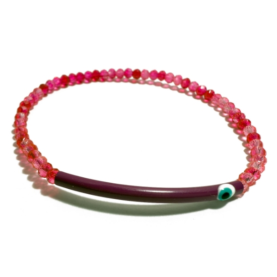 Picture of Crystal Devil Eye Bracelet with Plexiglass Charm "Fuchsia pink"