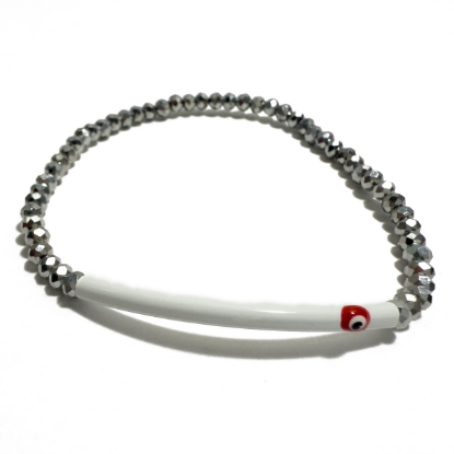 Picture of Crystal Devil Eye Bracelet with Plexiglass Charm "Silver"