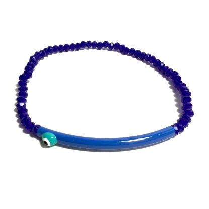 Picture of Crystal Devil Eye Bracelet with Plexiglass Charm "Blue"